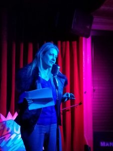 Photo Credit: A.E. Weisgerber. Jennifer Juneau 3/1/2019 FBomb NYC Flash Fiction Reading Series.