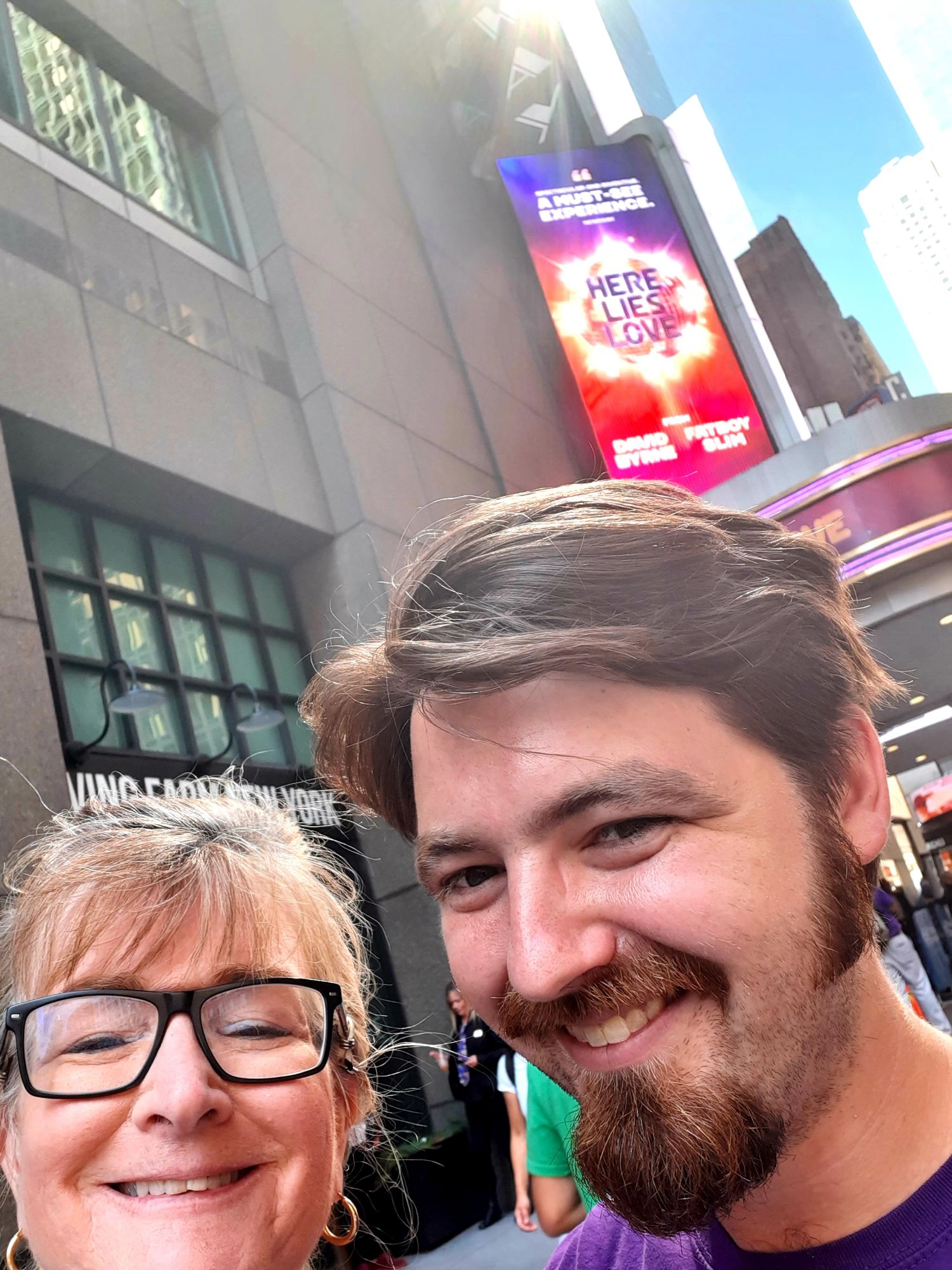 Photo Credit: (c) 2023 A.E. Weisgerber. New York City 9/2/2023 Here Lies Love, directed by David Byrne and Music by Fatboy Slim. Marquee view.