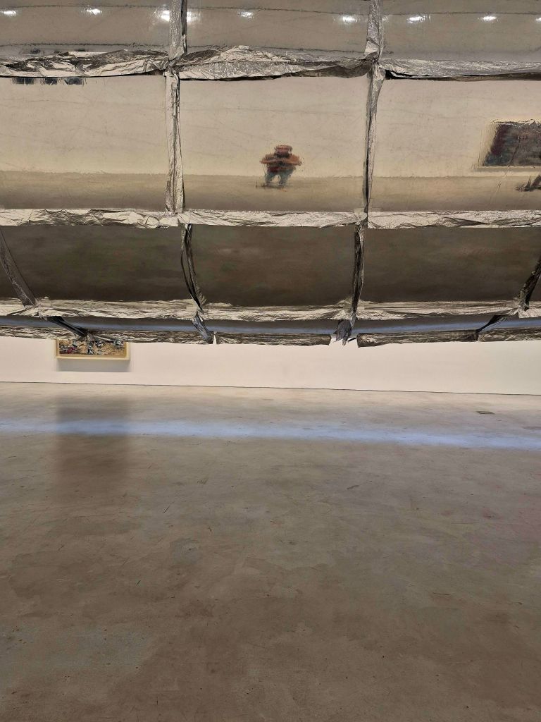 Self portrait with "Willing To Be Vulnerable—Metalized Balloon 2015-2016/2020" by Lee Bul. Bul artwork showing at Hauser and Wirth titled "The Anatomy of Every Setting Sun" 10 September – 24 October 2026 542 W 22nd Street. NYC Photo (c) A.E. Weisgerber